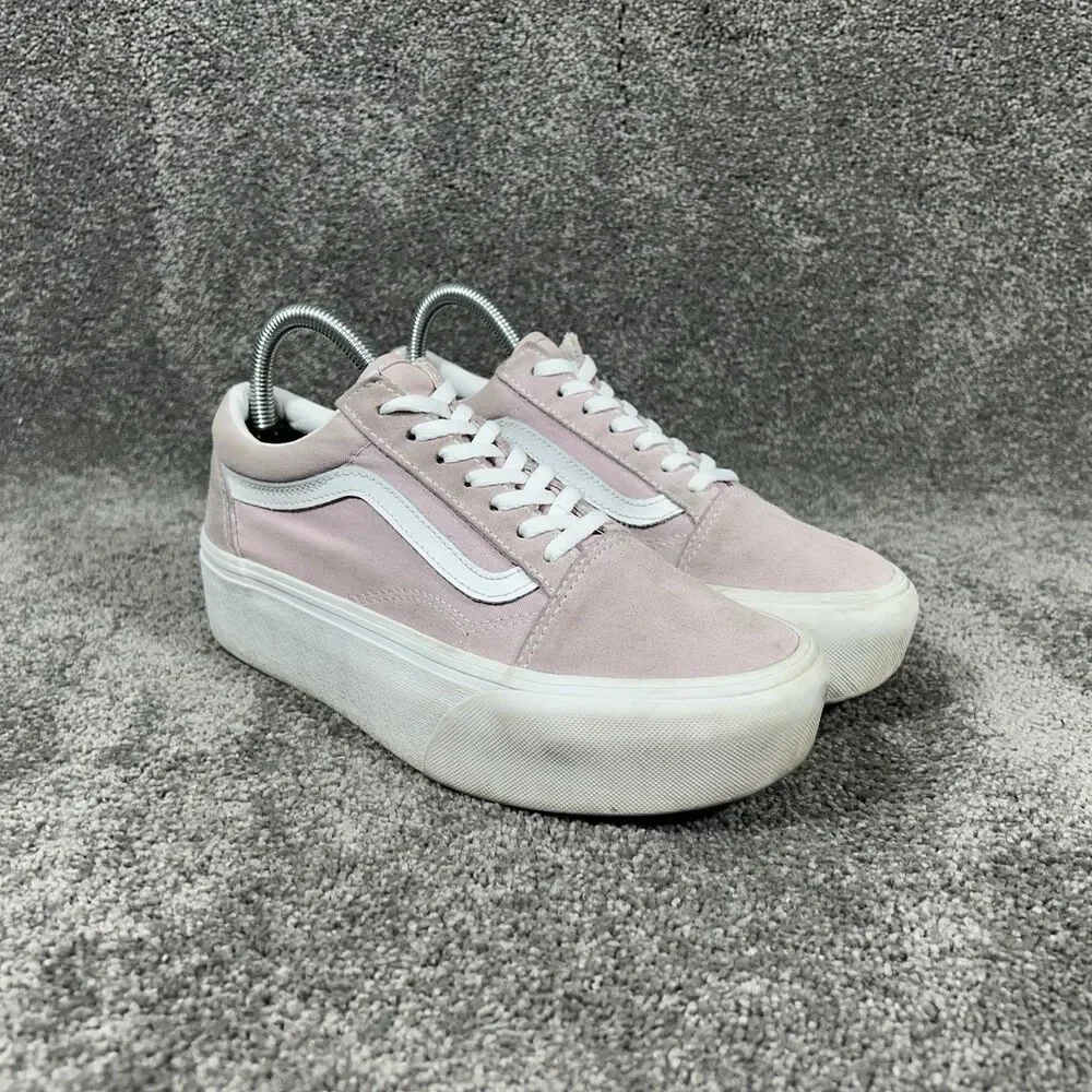 VANS Old Skool Women’s Size 7.5 Pink Suede Canvas Casual Lace Up Shoes Used